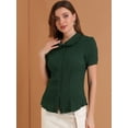 thumbnail image 2 of INSPIRE CHIC Camisa De Manga Corta Suave Con Botones Y Cuello Peter Pan Dulce Para Mujer Verde oscuro S, 2 of 6