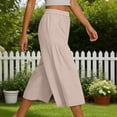 thumbnail image 6 of BUIGTTKLOP Capri Pants for Women High Waisted Cropped Lounge Pants Wide Leg Pleated Summer Capris with Pockets, 6 of 6