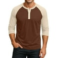 thumbnail image 2 of Hearthz Men's 3/4 Sleeve Baseball Raglan T-Shirts S-3XL,Big and Tall Henley Tops Cotton Sport Athletic Jersey Tee Shirt ,Brown M, 2 of 7