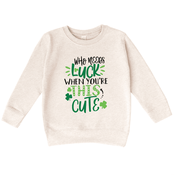Bump and Beyond Designs St. Patrick's Day Shirt for Kids, Who Needs Luck Sweatshirt (Natural 3T)