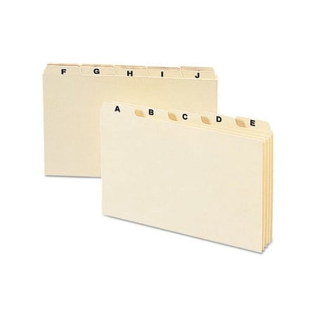 Manila Card Guides 1/5-Cut Top Tab, A to Z, 5 x 8, Manila, 25/Set
