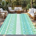 thumbnail image 2 of Teal Green Boho Outdoor Rug for Patio/Deck/Porch, Non-Slip Large Area Rug 6 x 9 Ft, Vintage Ethnic Tribe Abstract Art Indoor Outdoor Rugs Washable Area Rugs, Reversible Camping Rug Carpet Runner, 2 of 8