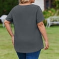 thumbnail image 4 of Womens Plus Size Tops Short Sleeve Summer V Neck Shirts Flowy Dressy Casual Tunic Blouses Dark Gray 2XL, 4 of 6