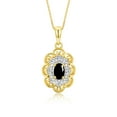 thumbnail image 2 of RYLOS Matching Set 14K Yellow Gold Floral Pattern Halo Pendant Necklace & Ring. Gemstone & Diamonds, 18" Chain. 6X4MM Cabochon Onyx Birthstone; Size 6, 2 of 9