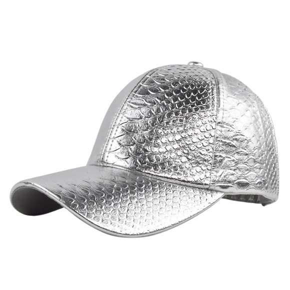 Casquette de Baseball pour Hommes avec Sangle Réglable en Cuir Pu Imprimé Crocodile Couleur Unie