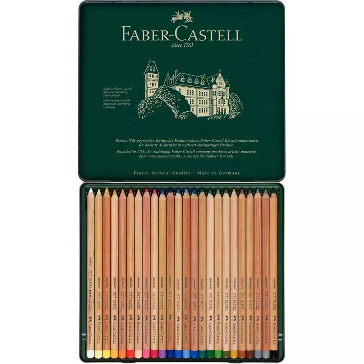 Faber-Castell Faber-Castel FC112124 Pitt Pastel Pencils in A Metal Tin (24 Pack), Assorted