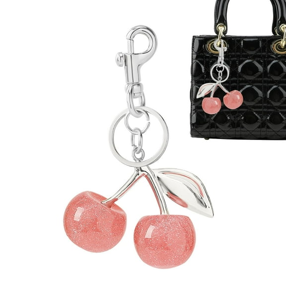 MODANU Cherry Bag Charm, Cherry Bag Charm Purse Charms Keychain- Car Cherry Accessories keychian, Christmas Valentine Bag Gifts for Women, Silver