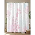 thumbnail image 4 of Fsddascl Coastal Pink Shower Curtain Set - Small 36" x 72" Washable Bathtub Curtain with 12 Hooks, Ocean Coral Starfish Jellyfish Seahorse Waterproof Fabric Stall Shower Curtains for Bathroom/Bathtub, 4 of 6
