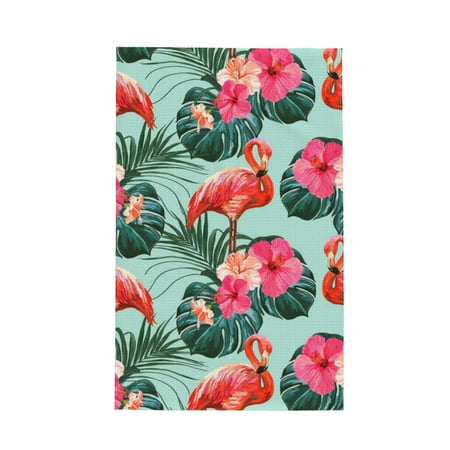 

Absorbent Kitchen Towels Palm Leaves Flamingo Quick Drying Dish Towels for Kitchen Drying Soft Hand Towels with Lanyard for Kitchen Decor