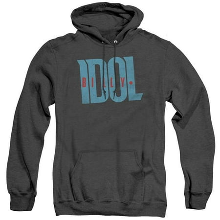 Trevco Sportswear IDOL101-AHH-6 Billy Idol & Logo Adult Heather Pull-Over Hoodie Black - 3X