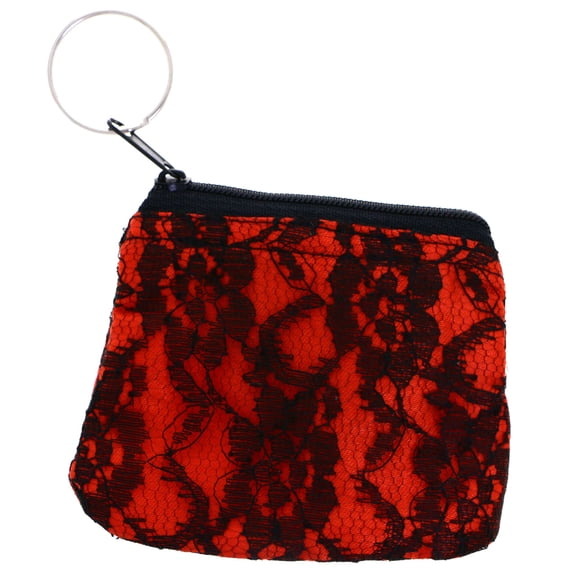 Split-Ring Flower Coin-Purse-Keychain Red/Black