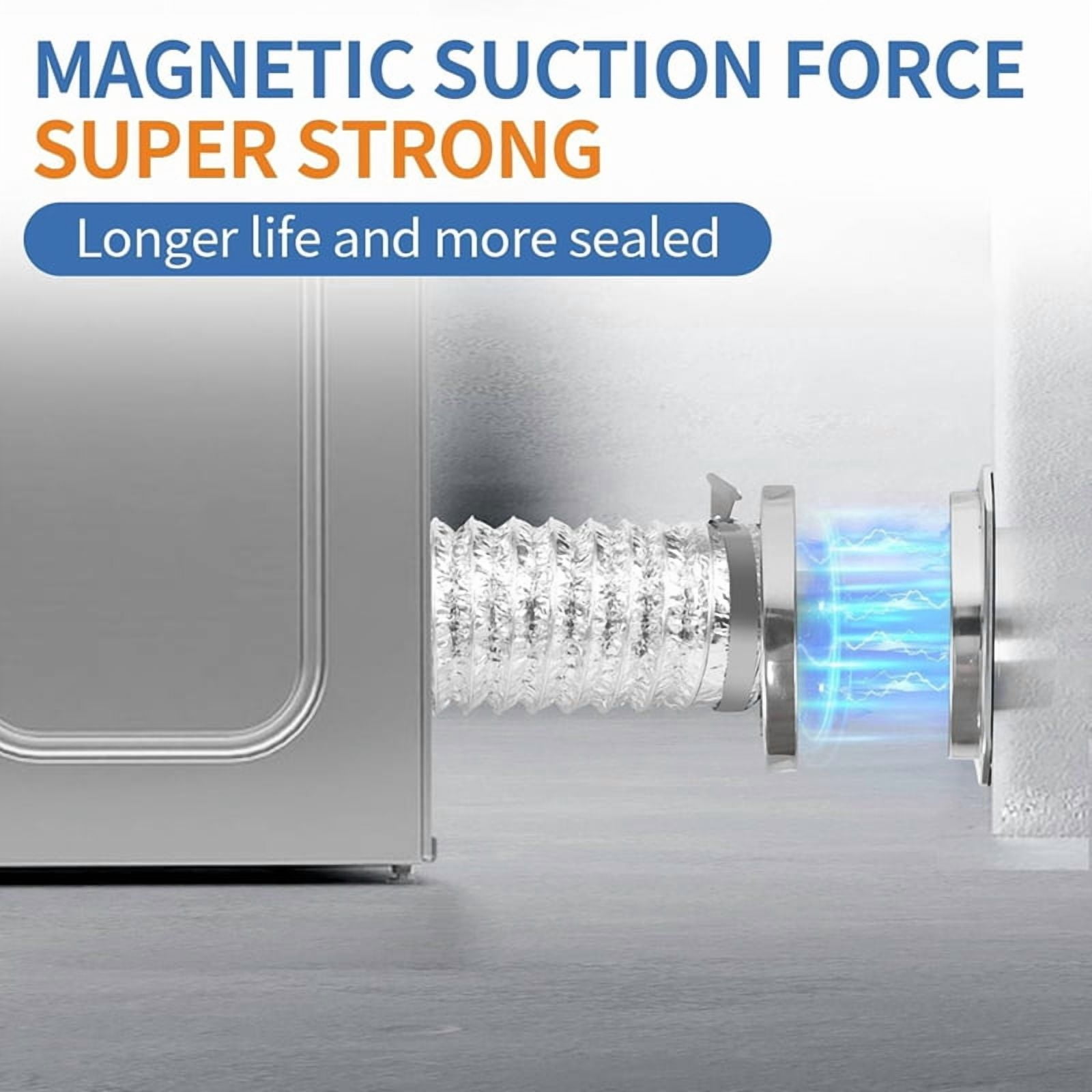 Magnetic Dryer Vent Coupling Connector Kit - DV180 Airtight Seal, Quick Connect, Includes 2 Clamps