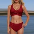 thumbnail image 4 of YuYuBao Women Swimsuits Bikinis Two Piece Retro Ruched Push Up Padded Top High Waist Bottom Bikini Beach Bathing Suits, 4 of 6