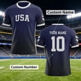 thumbnail image 2 of WAYUTE Men's USA Soccer T-Shirt DIY Name Number Short Sleeve Crew Neck Tee with Stylish Pattern Patriotic Color Sporty Casual Top Dailiy Wear, 2 of 7