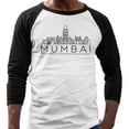 thumbnail image 2 of Skyline Mumbai India Three-Quarter Raglan Sleeve Baseball Shirt Unisex Small White/Black, 2 of 5