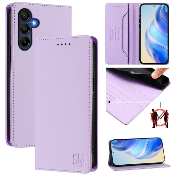 Compatible with Samsung Galaxy A26 5G Wallet Case, PU Leather Flip Case with RFID Blocking Card Slots, Kickstand Slim Fit Magnetic Wireless Charging Phone Cover for Galaxy A26 5G, Purple