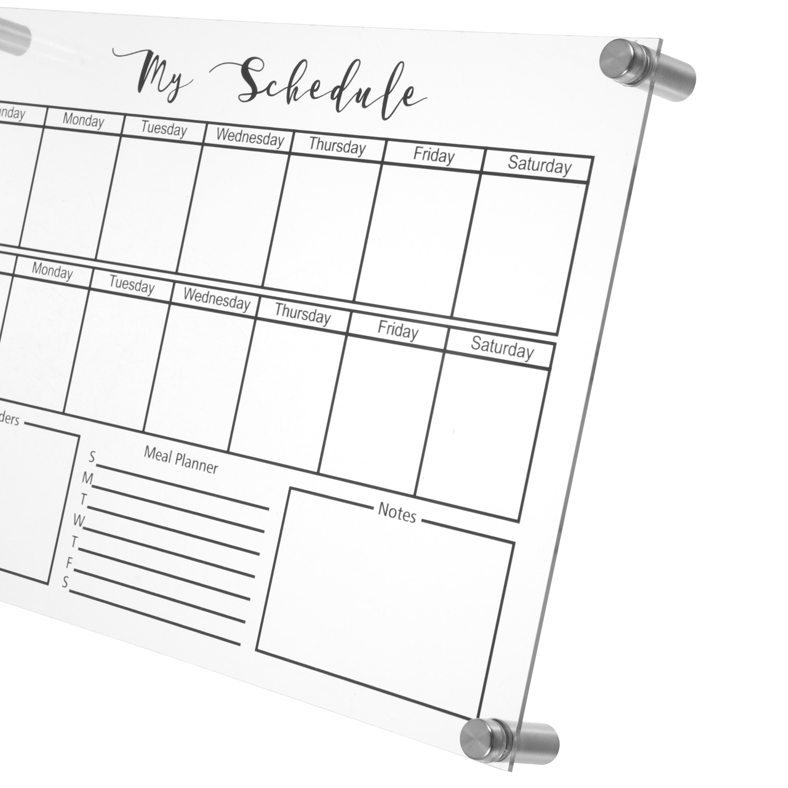 Weekly Planner Board Acrylic Note Dry Erase Clear White Calendar Hanging Small Office