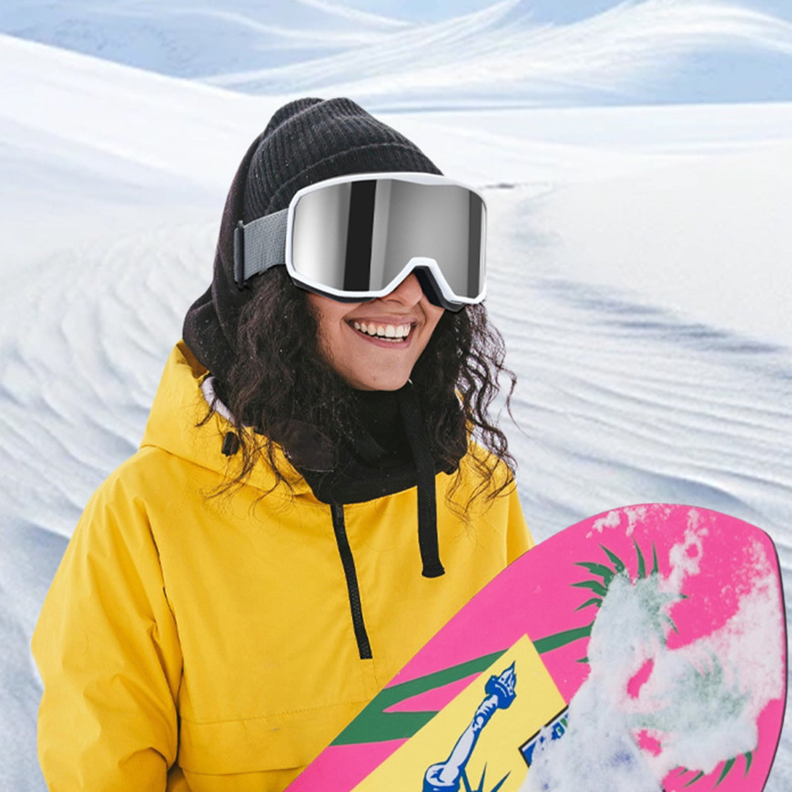 Snowboard Goggles Double Layers Ski Goggles Anti-fog Snow Goggles Windproof Snowboard Glasses for Men and Women