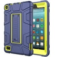 thumbnail image 4 of Allytech Shockproof Case for Amazon 7 Inch Tablet Fire 7 2019 9th Generation, Heavy Duty Protective Kickstand Rubber Kids Children Proof Cases Covers for All-New Amazon Kindle Fire 7, Darkblue/Green, 4 of 6