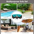 thumbnail image 4 of Costway 4PCS Outdoor Patio Rattan Furniture Set Cushioned Sofa Table Turquoise, 4 of 10