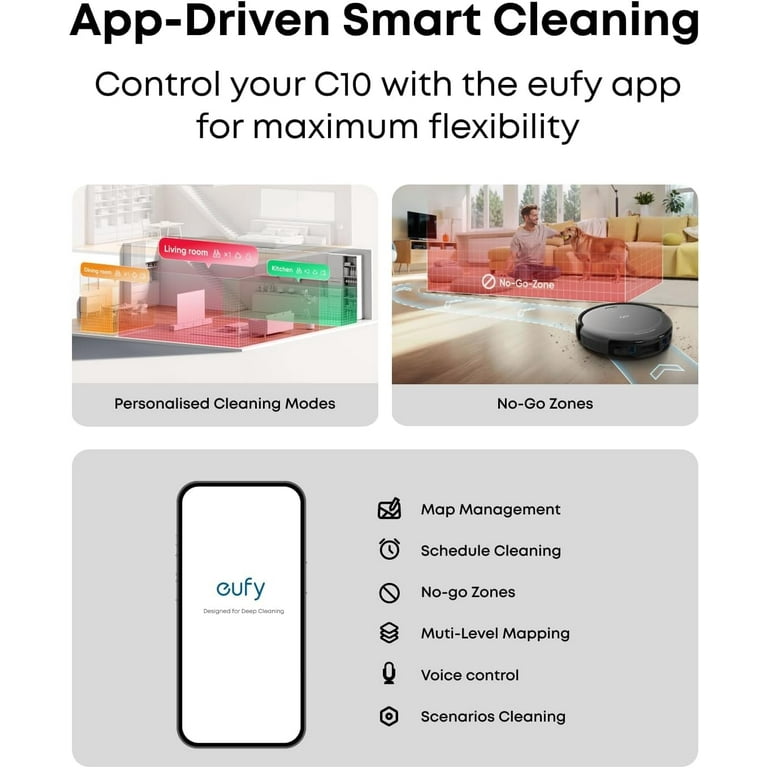 eufy Robot Vacuum C10 with Self Emptying, 8 Weeks Hands Free