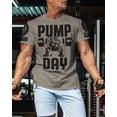 thumbnail image 3 of Gymish Pump Day Workout T-Shirt for Men – Funny Gym Shirt, Motivational Lifting Tee, Men’s Athletic Apparel, Warm Grey with Sleeve Logo, X-Large, 3 of 6