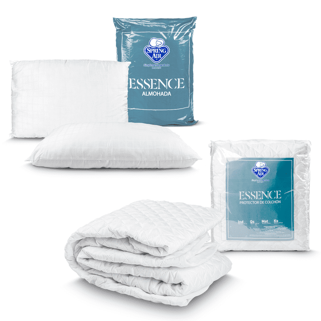 Set Almohadas y Cubre Colchón Impermeable Matrimonial Spring Air Spring Air Essence
