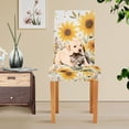 thumbnail image 4 of Yayeee 4 Pack Dining Chair Covers Stretch Parson Chairs Slipcovers Seat Protector, Beige Sunflowers, 4 of 6