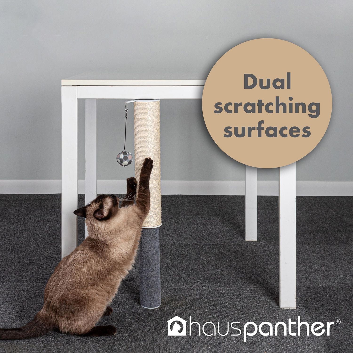 Hauspanther Scratch Pole Natural sisal & felt