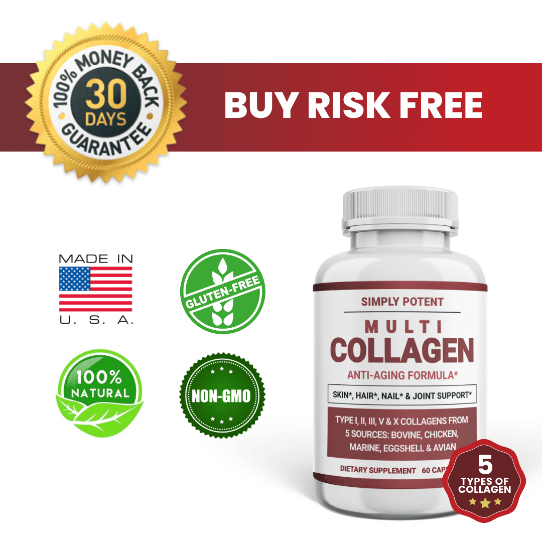 Simply Potent Multi Collagen Peptides Capsules, 60 Type I II III V X Hydrolyzed Collagen, Keto & Paleo, Gluten Free, Pack of 2