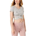 thumbnail image 1 of Material Girl Womens Metallic Stars Crop Top Blouse, Grey, X-Large, 1 of 1