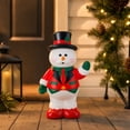 thumbnail image 2 of Christmas Waving Snowman Porch Statue, Cute Resin Snowman Figurine Wearing Top Hat and Suit, Versatile Holiday Decor for Indoor Outdoor Porch Yard Floor Home Layout, 2 of 7