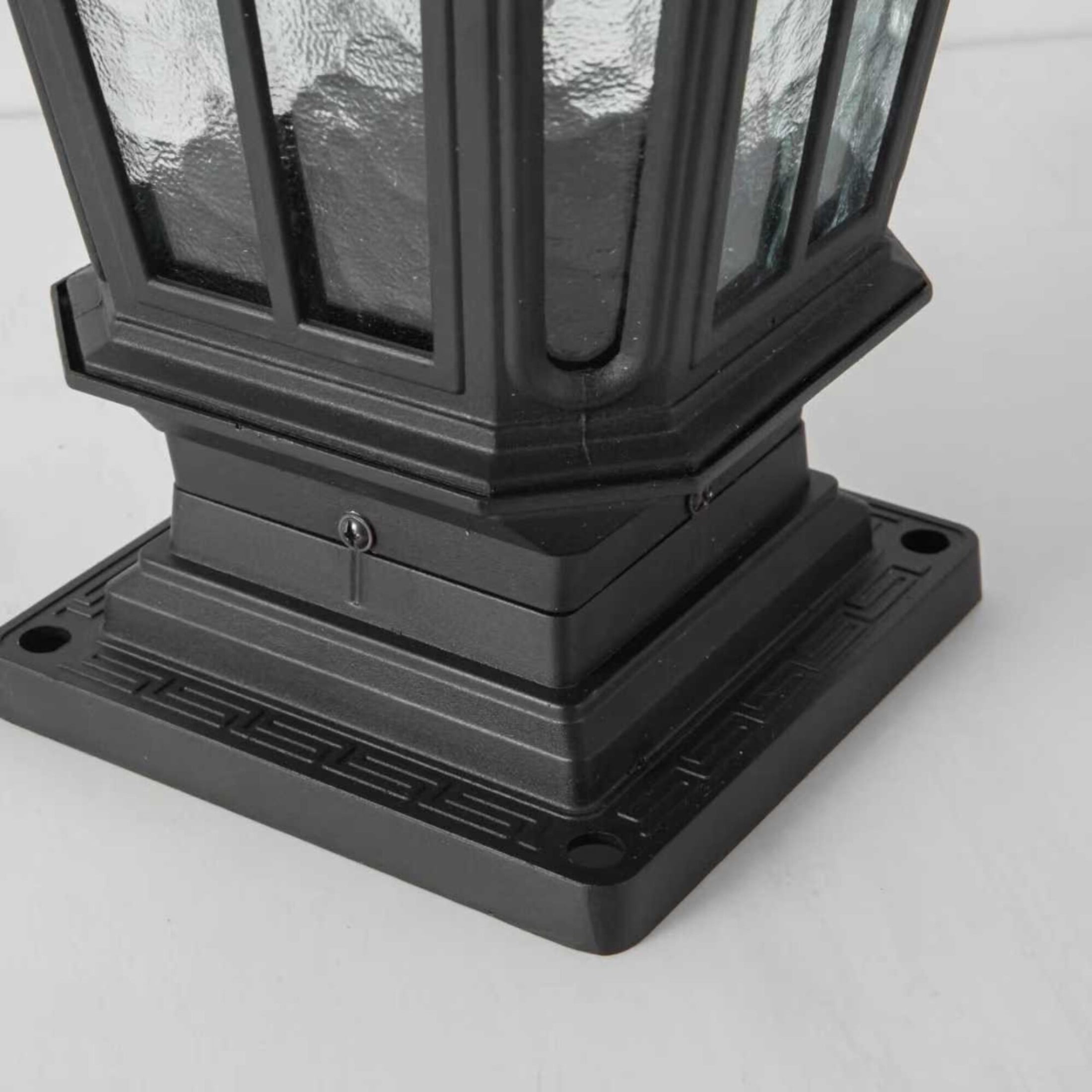 GDF Studio Outdoor Garden Post Light, Aluminum Vintage Pillar Lantern Porch Lamp, Matte Black