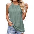 thumbnail image 2 of Freemale Camiseta sin mangas para mujer de ajuste holgado, camisola de verano con ojales, plisada, sin mangas, halter, 2 of 5