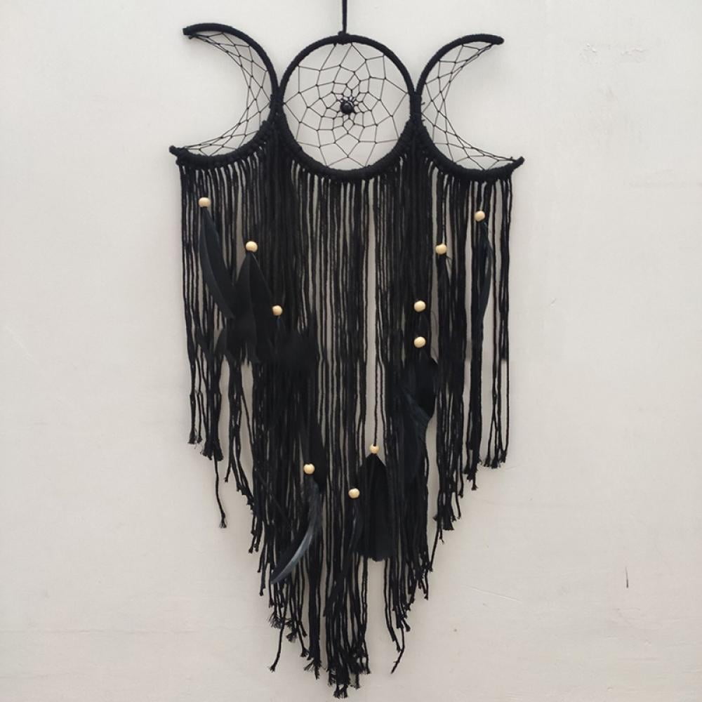 Black Sun Moon Star Dream Catchers Macrame Wall Hanging Crystal Boho Home  Decor
