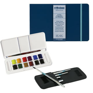 Fan-Pan Watercolor Paint Set - 42 Assorted Colors, Portable Foldable Pocket Artist Grade Professional Travel Paint Kit Includes Water Brush Pen & Tin