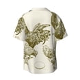 thumbnail image 6 of Lsque Chickens print Men's Cuban Collar Short Sleeve Shirt Summer Beachwear Casual Button Down Fashionable Vacation Leisure Shirt-Large, 6 of 7