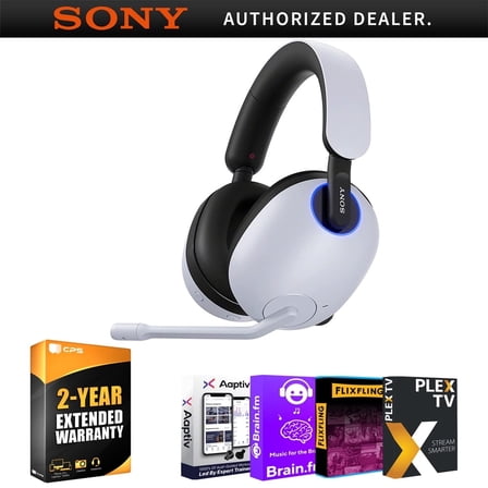 Sony WHG900N/W INZONE H9 Wireless Noise Cancelling Gaming Headset, White Bundle w/ 2 YR CPS Protection Pack USA Audio Entertainment Essentials Bundle 2020| Official Sony USA Partner