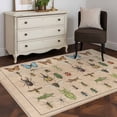 thumbnail image 4 of Animal Biographies Area Rug 4'x6', Retro Country Dragonfly Butterflies Brown Washable Non-Slip Rugs, Low Pile Large Carpet for Living Room Bedroom Dining Room Kitchen Office Indoor Mat, 4 of 9