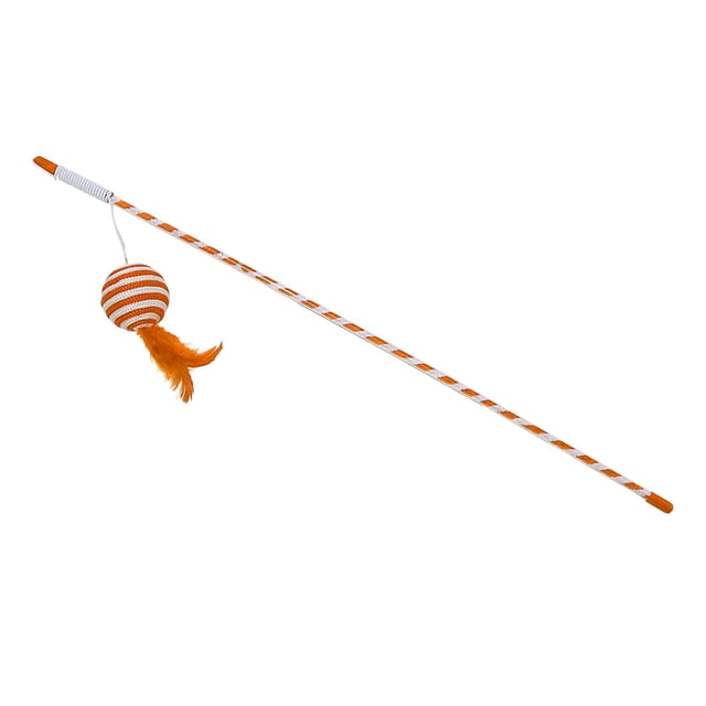 Cat Teaser Chaser Pet Cats Toys Stick Rod Cats Juguete interactivo Naranja Gloria Gatito Teaser Juguetes