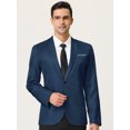 thumbnail image 3 of Lars Amadeus Blazer formal ajustado para hombre, traje de vestir con un botón y un solo pecho, abrigo deportivo Azul oscuro S, 3 of 6