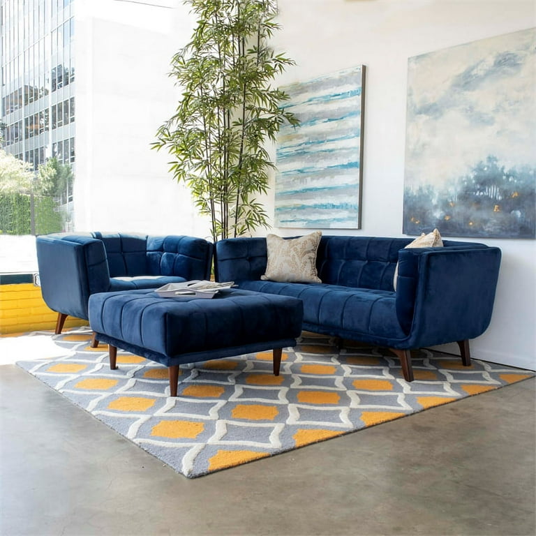 Blue mid century modern sofa deals