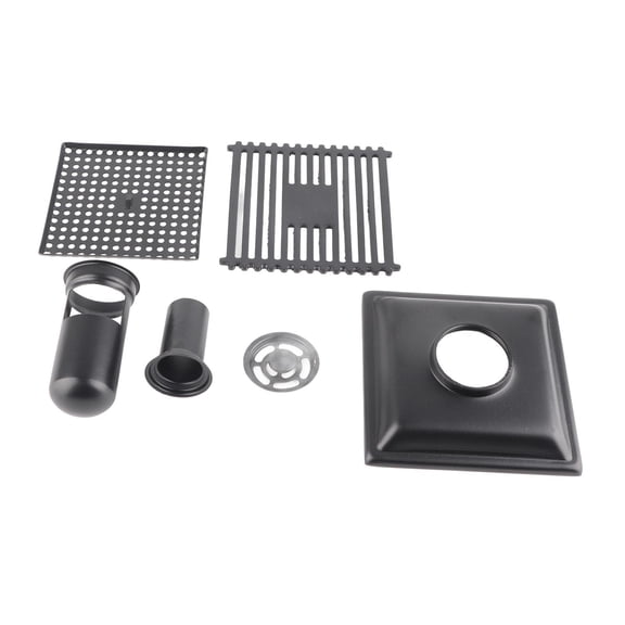 Xirurus Shower Drain Stainless Steel 4.7x4.7 Inch, Square Bathroom Floor Drain with Removable Cover, Matte Black, Easy Installation