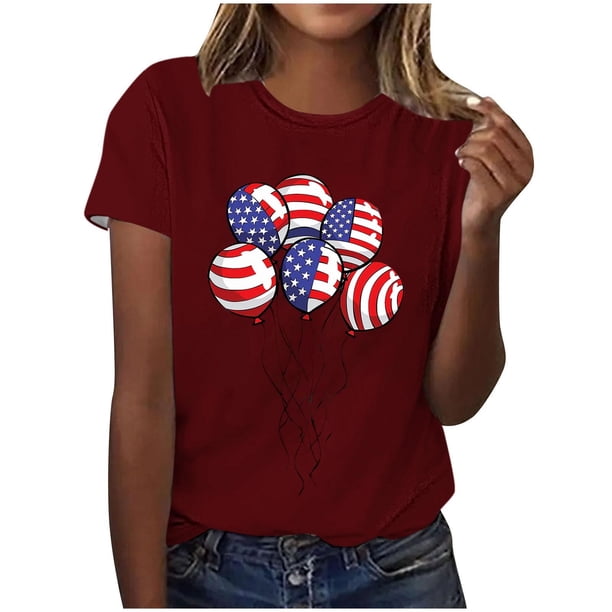 Tops de Ajuste Suelto para las Mujeres Sudadera Casual Impresa Manga Corta Cuello Redondo Superior, Poliéster