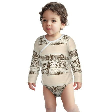 

Fotbe Cows On The Farm Pattern Unisex-baby Long-sleeve Bodysuit Long Sleeve Bodysuits One-piece 100% Organic Cotton for Infant Baby Boys Unisex-3 Months