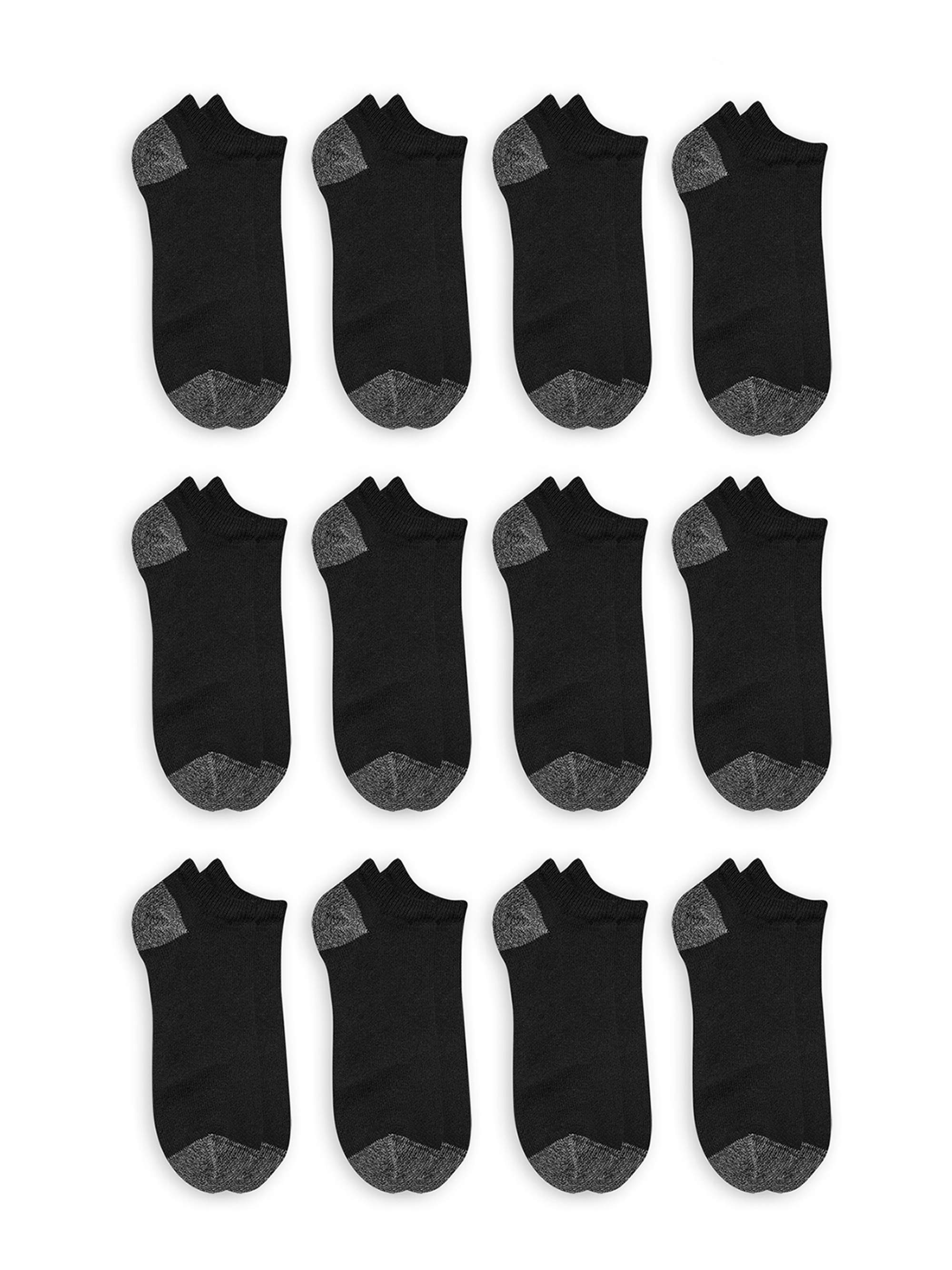 Athletic Works Men's Low-Cut Socks, 12-Pack, Black