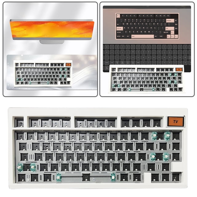 WDOplteas Kit Teclado GMK81 RGB Teclado Con Cable Teclado 81 Teclas (blanco)
