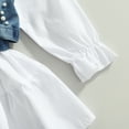 thumbnail image 6 of Toddler Baby Girl Ruffle Long Sleve Flare Dress Sleeveless Denim Crop Jacket Lace-Up Camisole Vest, 6 of 7