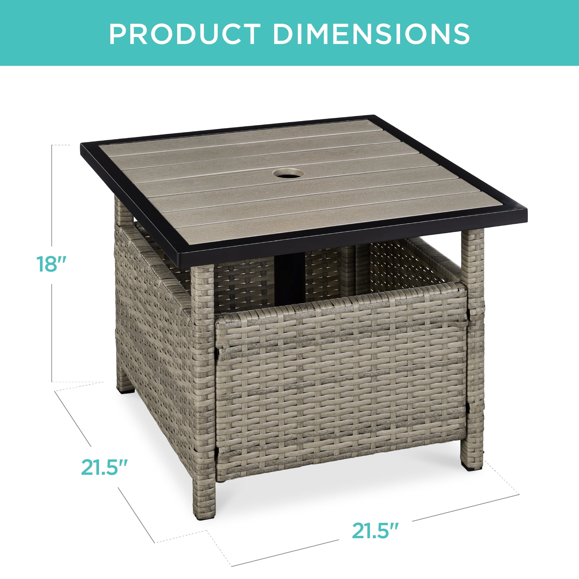 Patio Furniture SOLAURA Patio Side Table With Umbrella Hole