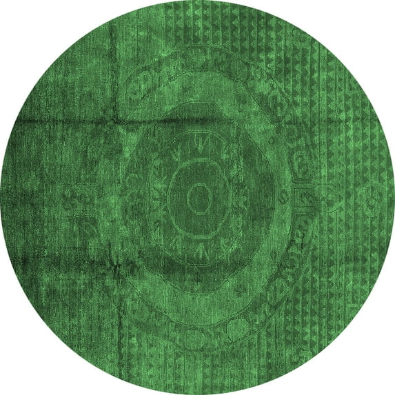 Ahgly Company Indoor Round Persian Emerald Green Bohemian Area Rugs, 3' Round